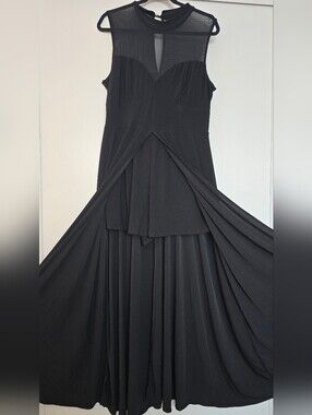 Find Me Plus - (Plus-Size) Black Sheer Front Slit Dress With Built-In Romper